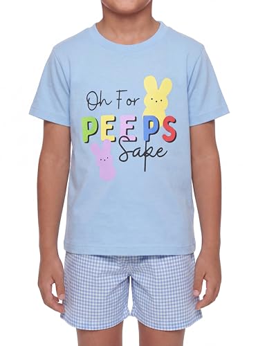Image of Boys 2pc Shorts Set Outfit Short Sleeve Shirt with Classic Applique Print and Shorts
