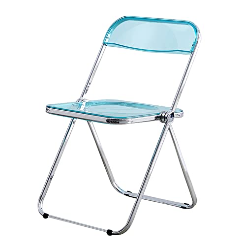 Silla plegable de acrílico transparente y versátil para maquillaje, oficina, comedor con metal e - Práctica para sala de estar y camping, color marrón