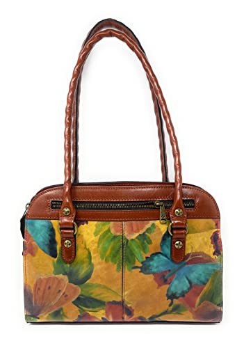 Image of Patricia Nash Leather Calvi Satchel, Watercolor Butterfly