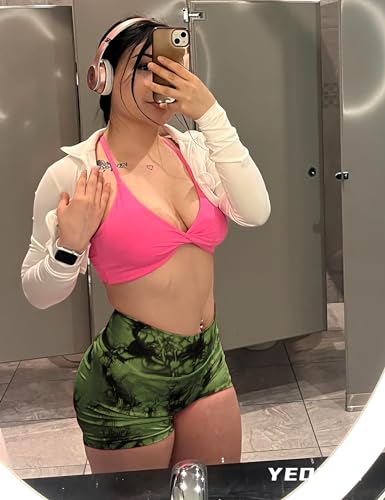 Image of YEOREO Women High Waist Workout Yoga Gym Smile Contour Seamless Cycling Shorts