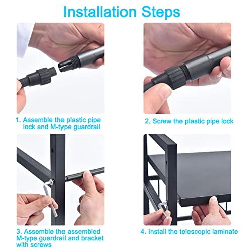 Support Four à Micro-Ondes Extensible en Acier au Carbone Noir Robuste