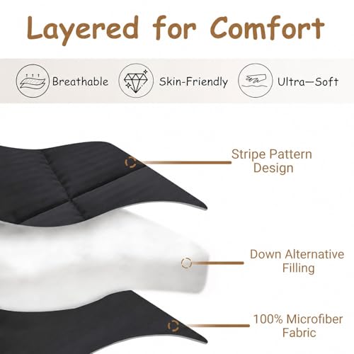 Image of ZPECC Toddler Down Alternative Comforter, 39x47 Hypoallergenic Baby Blanket Quilt, Soft Breathable Lightweight All Season Kids Duvet Insert for Crib Stroller Cot Daycare, Black Stripe