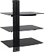 Produktbild VonHaus  Wandregal  3 Glasregale aus verstärktem Hartglas mit Wandhalterung für DVD Player / PS4 / Kabelboxen / Spielkonsolen / TV Zubehör - Schwarz