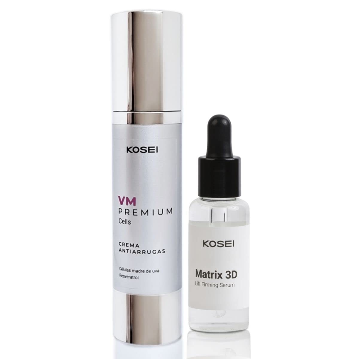 KOSEI - Pack Tratamiento Antiedad - Crema Antiarrugas 50ml + Serum facial Reafirmante 30ml - Crema hidratante facial, serum que estimula la producción de colageno acido hialuronico. Unisex.