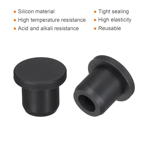 Image of MECCANIXITY High Temp Silicone Plug Mount Dia 9mm /0.35 Inch T Shaped Solid Rubber Stopper Hole Plugs for Coating Plating Waterproof Sealing Plugs Black Pack of 10(OD 13mm /0.51 Inch)