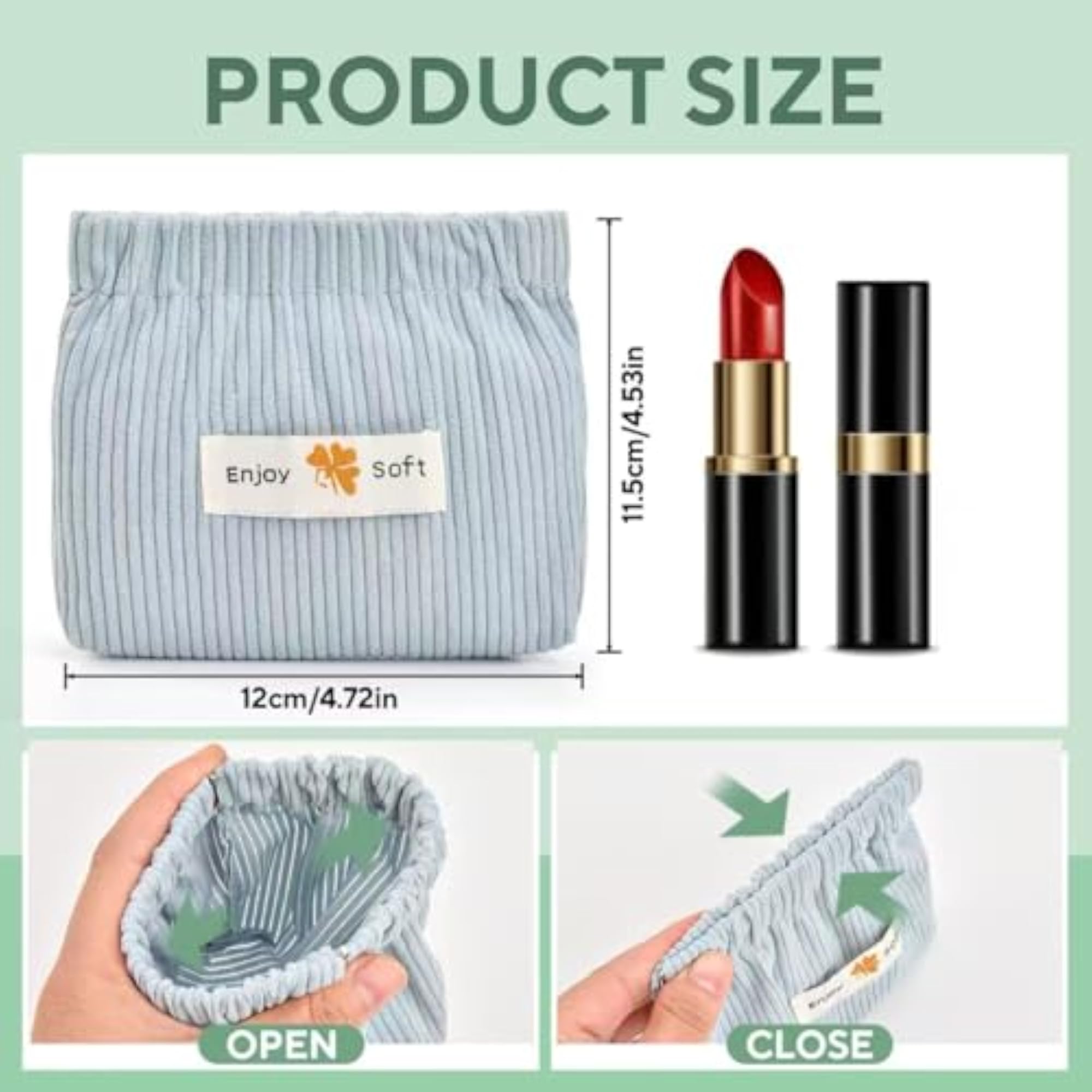 8Pcs Corduroy Makeup Bags & Hair Tie Organizer
