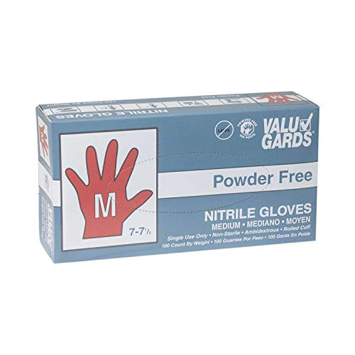 Nitrile Gloves, Hizek 100pcs Nitrile Gloves Disposable Exam Gloves White Latex-Free Powder-Free Nitrile Gloves Exam Gloves Disposable Gloves (Medium)…