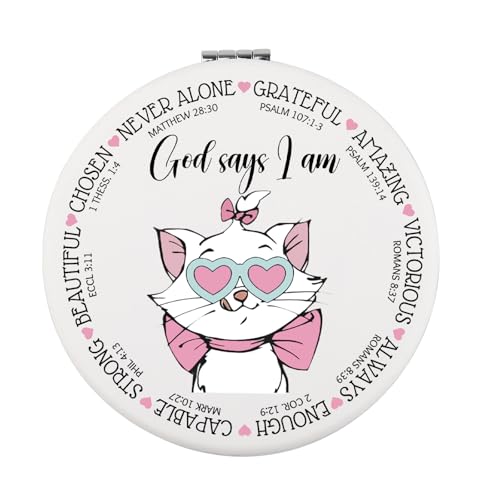 FEELMEM Espejo compacto de dibujos animados para fanáticos de la película, regalo para fanáticos de la película God Says I Am Beautiful, versículo bíblico, espejo de maquillaje (espejo)