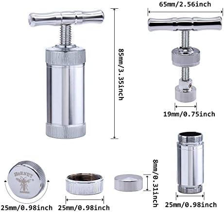 WXH Metal Aluminum Pollen Presser Compressor, Press Herb Grinder Tobacco Spice Crusher, for Pollen Press and Many Other Creative Usages.