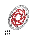 FytStycale Bike Disc Brake Rotor Braking 160mm Heat Dissipation Lightweight Repair Parts Bicycle Rotor for Cycling Road Bike Sports, Red
