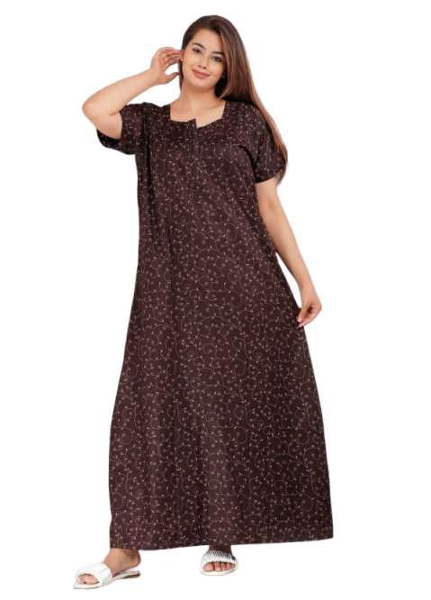 Women Flower Printed Casual Wear Cotton Nighty - Gown-MFNT5005-image-31