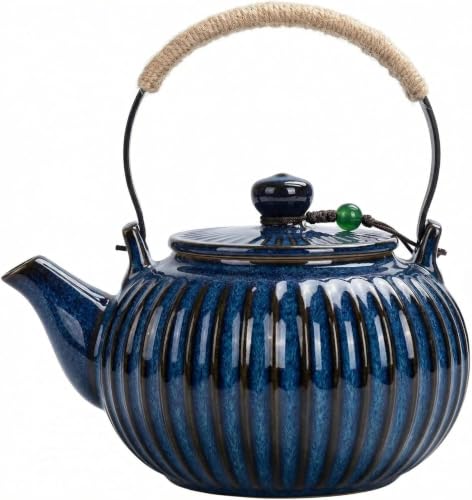 Image of Japanese Teapot with Infuser 25 OZ /750ml Ceramic Tea Pot with Removable Stainless Steel Filter for Loose Tea for Office Home Men Women as Gift Royal Blue