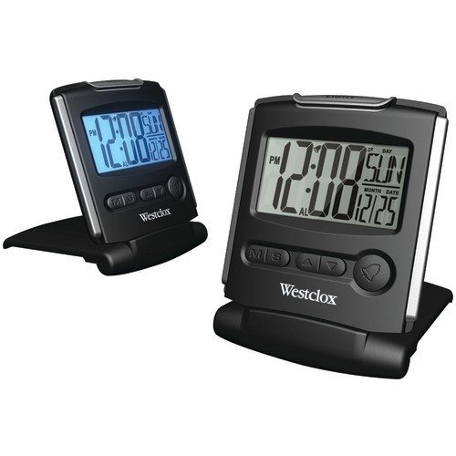 Westclox 72028 Fold-Up Travel Alarm Clock, Medium, Black