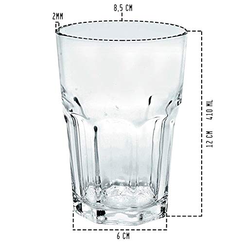 Copos 400 ML Vidro Grosso E Resistente 6 Unidades