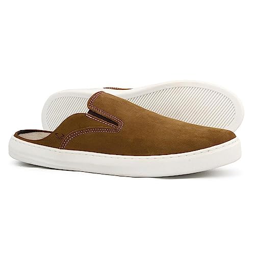 Mule Masculino Couro Nobuck West Bulls Anatômico Moda Casual Marrom Claro 40