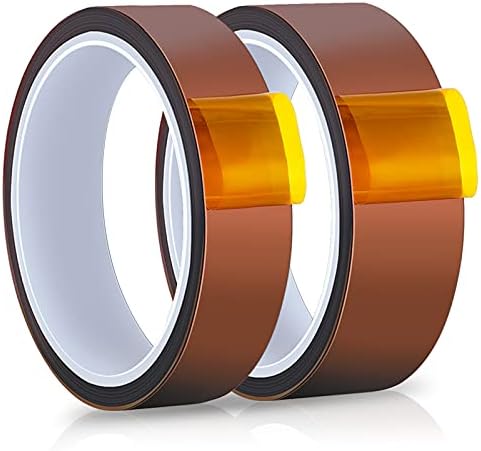 Outus 2 Rolls Heat Tapes High Temperature Tape Sublimation Tape Heat Transfer Tape Heat Resistant Tape Polyimide Tape for Electronics 3D Printers DIY Crafts (Dark Brown,20 mm 30 mm Wide)