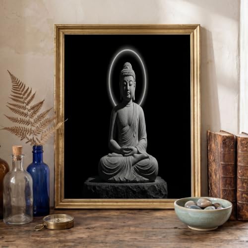 Tableau mural statue de Bouddha en pierre 80x120 cm poster toile déco chambre zen