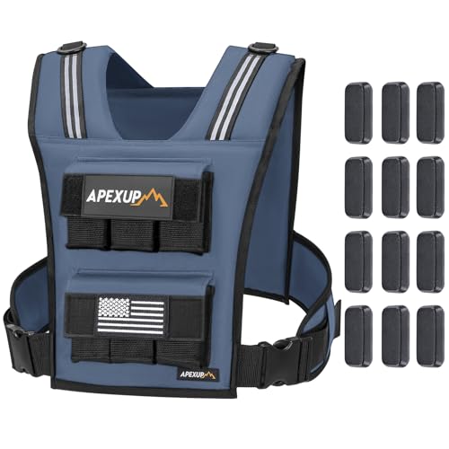 Image of APEXUP Adjustable Weighted Vest Men 20lbs /30lbs /40lbs Weights with Reflective Stripe, Weight Vest Woman Workout Vest for Strength Training Running Walking