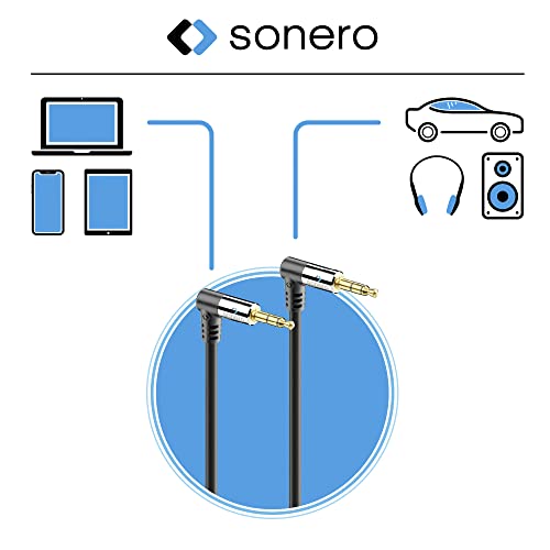 Sonero® Premium Audio Cable with 2x 90° Male / 3.5 mm Jack / 5.00 m/Gold-Plated Contacts/Black, 5.00m - Image 3