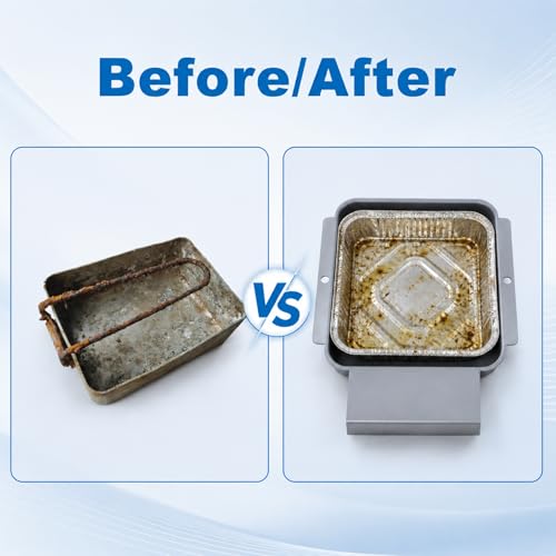 Image of Grill Grease Tray Replacement for Royal Gourmet GD4002T 4-Burner Grill | Fits Royal Gourmet GD4002T 4-burner. Enameled steel drip pans. Rustproof, heat-resistant. Catches grease, prevents flare-ups.