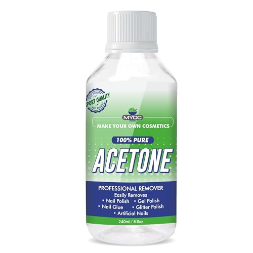 MYOC 100% Pure Acetone Nail Polish Remover for Natural, Gel & Acrylic Nails, Quick Professional Strength (240 ml (8.11 Fl Oz))