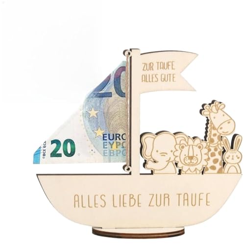 MOLIMOLI Presente de dinheiro para a arca de madeira batismo - presente de batismo original para meninos e meninas, presentes para o batismo, presente de batismo para afilhado