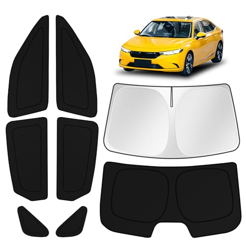 Image of KUST Car Window Shades for Honda Civic 2022-2025 2026 Windshield Sun Shade Side Window Cover UV Block Privacy Protection Accessories for Camping Blackout Rear Back Full Set 8PCS