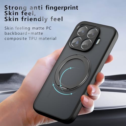 Image of Compatible with Xiaomi 17T Pro Case Cover,Compatible with Xiaomi 17T Pro 5G 2602EPTC0G Built-in 360Rotating Magnetic Mount Matte Translucent Phone Protective Case Black