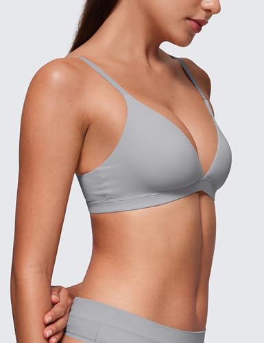 Image of CRZ YOGA Softhold Triangle Bralette | Double Lined, Light Support, Non Padded, Wireless, Casual, Ultra-Soft, V Neck, Adjustable Square Back, Everyday Bra for Women