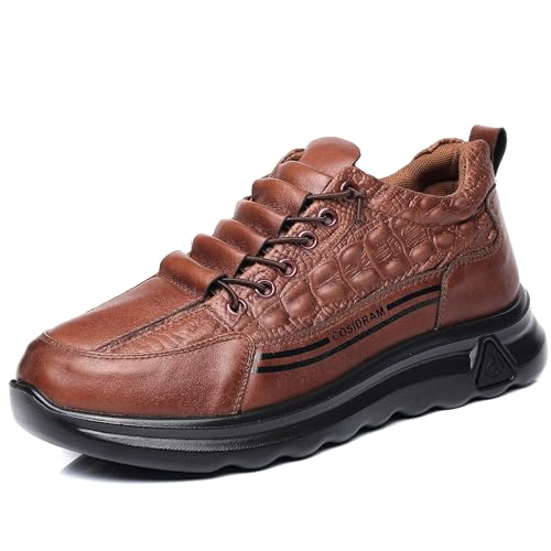 COSIDRAM Men's Casual Shoes Stylish Embossed Crocodile Print Sneakers Soft Walking Loafers
