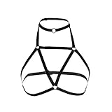 Hollow Out Bra,Han Shi Women Fashion Strappy Bustier Alluring Harness Elastic Cage Bras (M, Black)