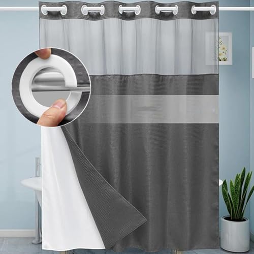 Rideau de douche à œillets haut de gamme avec doublure textile protectrice - 5