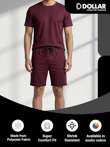 Image of Dollar Men Co-Ord Set | Polyester Shorts + T-Shirt | Regular Fit, Quick Dry & Breathable | Gym, Casual & Sportswear | Pack of 1