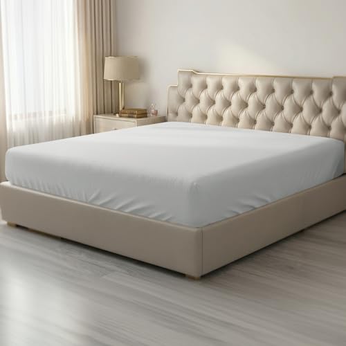 Image of HBHLFZ King Fitted Sheet Only, Soft Breathable Bottom Sheet - 78 inchx80 inch Deep Pockets King Size Fitted Sheet - All Around Stretch Fit, Wrinkle Resistant, Colorfast - Easy Care, Light Gray
