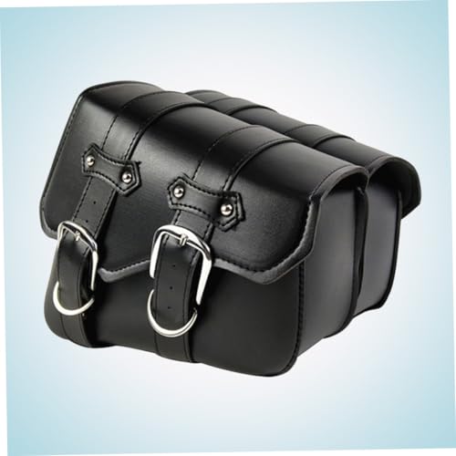 Bolsa colgante para motocicleta de cuero PU, bolso de triángulo lateral negro para almacenamiento en motocicletas y bicicletas miniatura 7