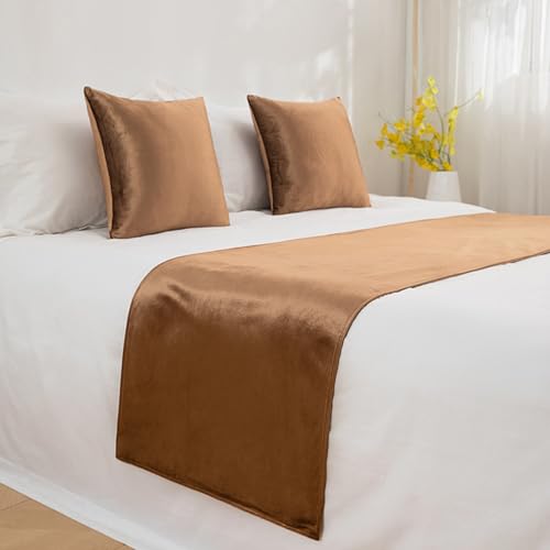 Jnkiquii Caminos de cama tamaño Queen, mantas decorativas modernas para pies de cama, camino de cama puro, funda protectora para dormitorio, hotel, sala de bodas