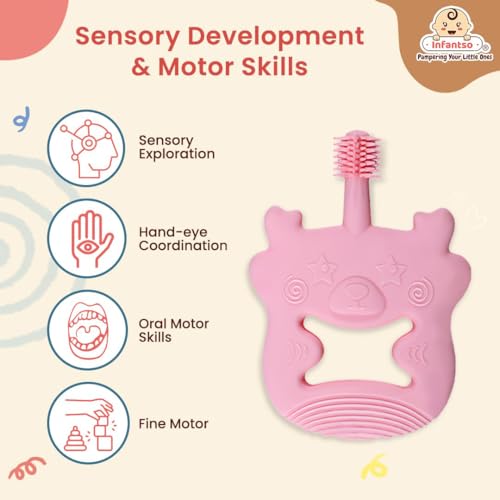 Image of Infantso Soft Silicone Teether for Baby Teething, Bear Teether Toy for 0-12 Months, BPA Free Silicone Soothing Baby Teether | BPA Free, Food Grade Soft & Safe Gum Relief Toy