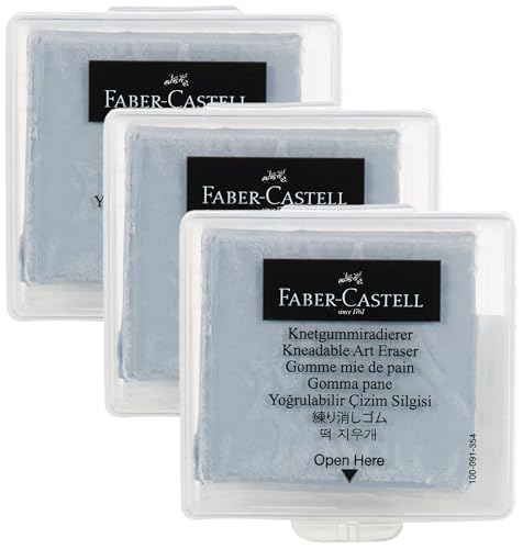 Faber-Castell Kneaded Eraser with Case, Grey (Pack of 3)