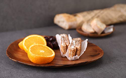 Set of 3 Acacia Wood Pebble Plates 6”9”12” | Wooden Tray for Charger Plate, Decorative Plates