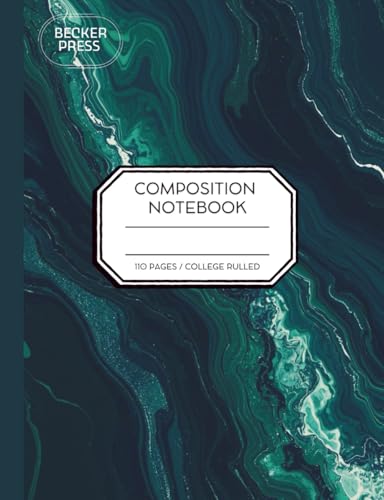 Composition Notebook – Lined Paper, College Ruled, 110 Pages (7.44 x 9.69”), by Becker Press: Marble Sea Cover | Perfect for Students, Office, Journaling, and Songwriting