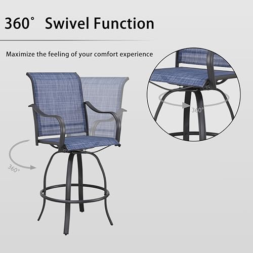 Image of LOKATSE HOME Outdoor Swivel Bistro Stool Set of 4 for Balcony, Poolside, Backyard, Garden, Blue