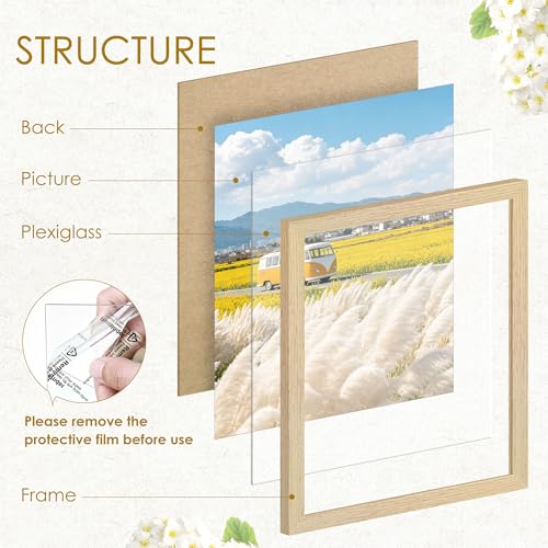 Image of 8x10 Picture Frame Set of 2, Natural Solid Wood Frames, Natural