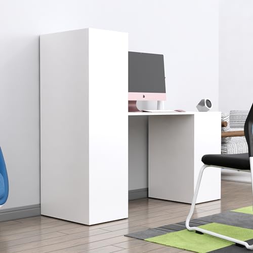 Image of Bniture Wooden Study Table for Home | Engineered Wood Study Table with Book Shelf | Multi Purpose Computer Desk for Writing & Study | Laptop Table for Study Room, Office & Workstation, Frosty White