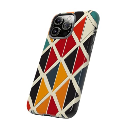 Coque rigide brillante iPhone 14 Pro Max Orange à motif géométrique