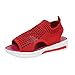 Sandalias de verano informales para mujer, de malla, con plataforma transpirable, tallas grandes, para la moda, colorblock, rojo, 37 EU