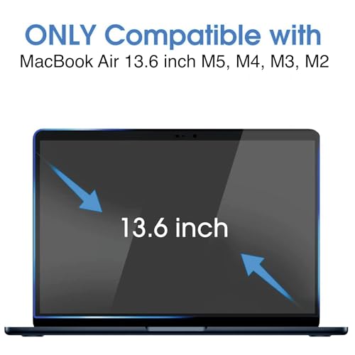 Image of Screen Guard for 2026-2022 MacBook Air 13.6 inch (Model A3449 A3240 A3113 A2681), MacBook Air Laptop with M5 M4 M3 M2 chip 13.6 inch, 9H Hardness , Bubble Free, Anti Fingerprint, Ultra HD [Not A Tempered Glass]