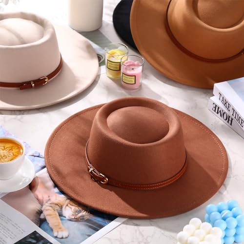 Sombrero de fieltro para mujer con ala ancha y hebilla miniatura 4