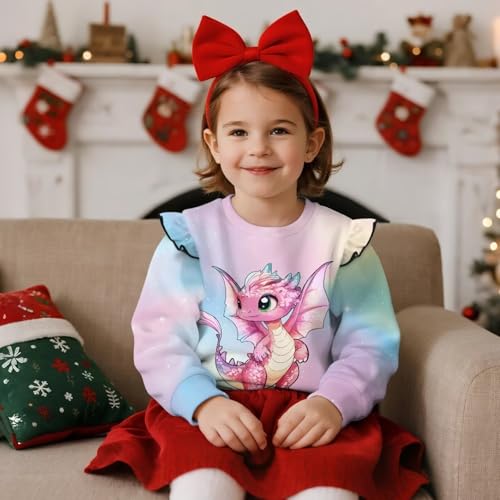 Girls Sweatshirts Stylish Long Sleeve Pullover Crewneck Tops Shirts Ruffle Comfortable for Girls 1-8 Years Old2