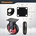 POWERTEC 8 Inch Caster Wheels Set of 4 (2 Swivel & 2 Fixed), Heavy Duty Casters w/Rubber Knobby Tread for Workbench, Dolly, Cart, Trolley, Wagon and Chicken Coop, Large Rubber Castor Wheels (17055V)