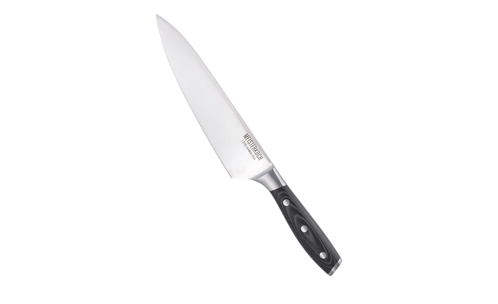 Meisterkoch 5-teiliger Messerblock bestückt mit Edelstahlmessern rostfrei | Universalmesser, Brotmesser, Gemüsemesser, Kochmesser, Fleischmesser | Micarta-Griff mit Edelstahlnieten